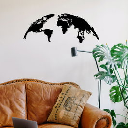 Wallity World Map Small Metal Decor Negro